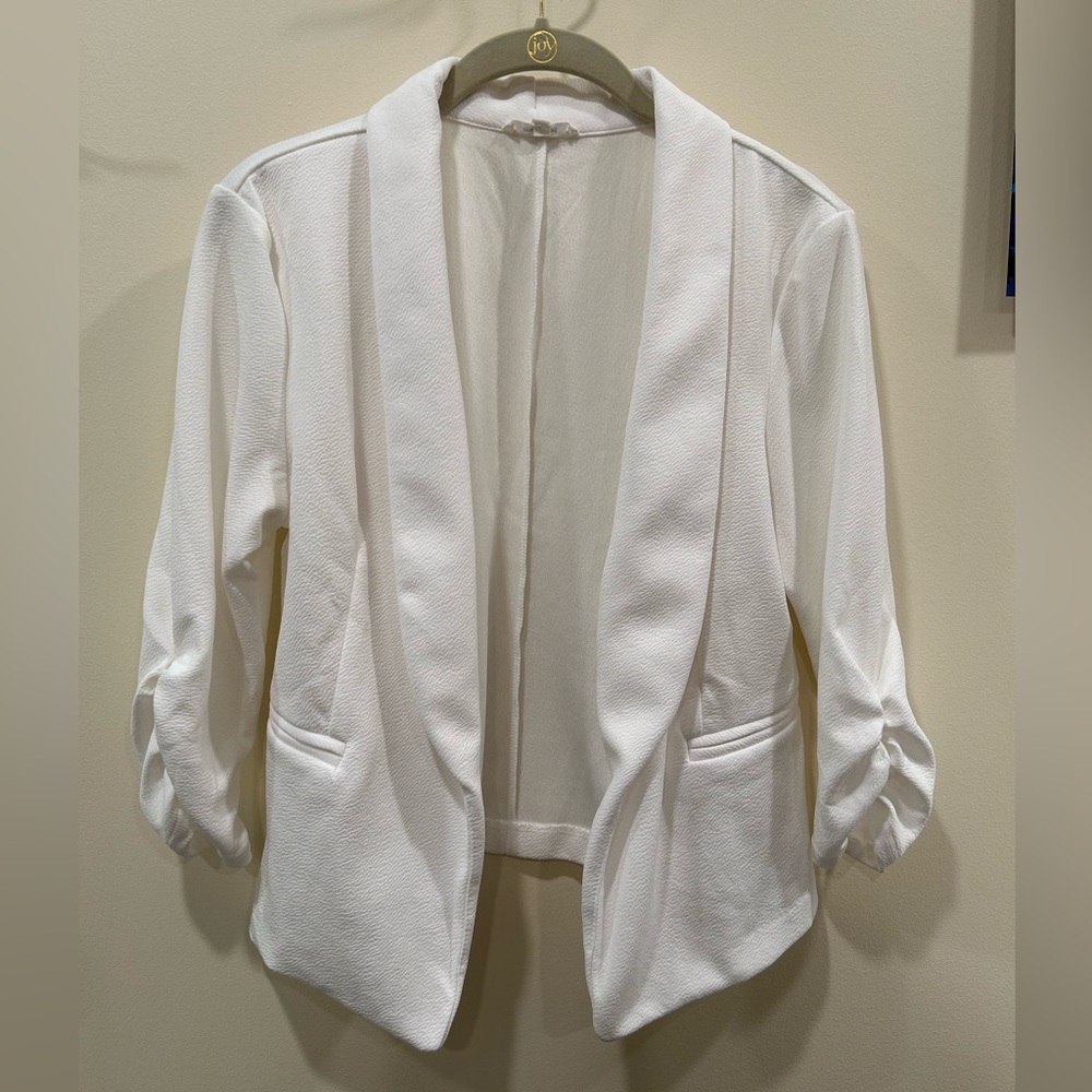Maurices White Ruched-Sleeve Jacket size M
